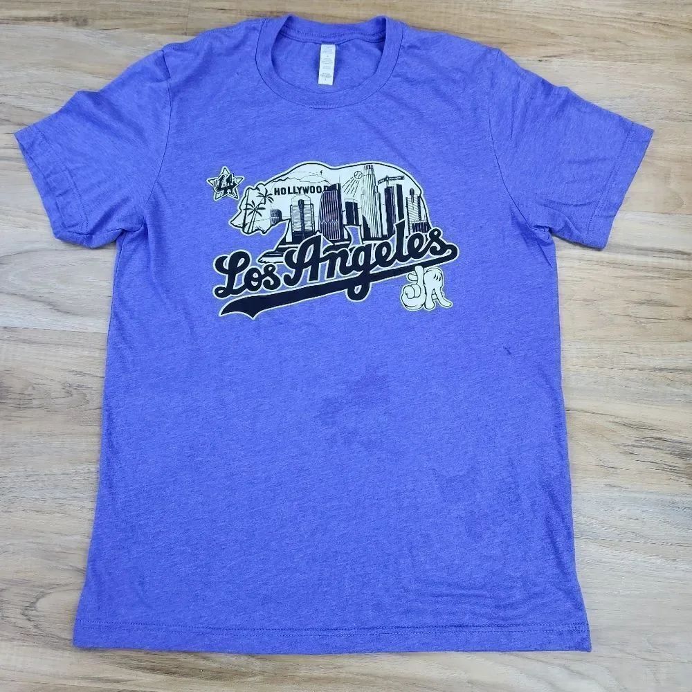 🔺️Purple Los Angeles Hollywood Graphic Short Sleeve Shirt Large